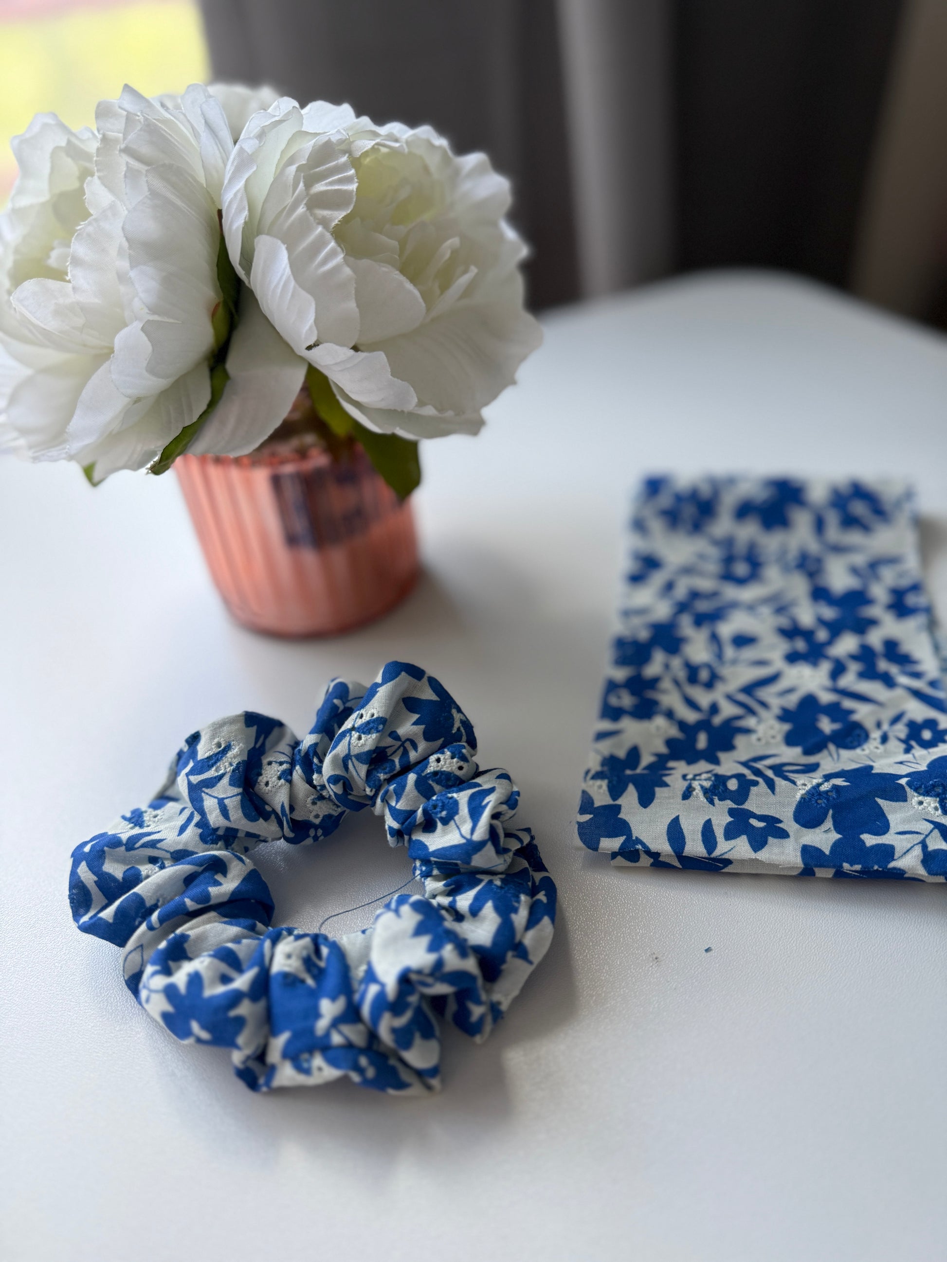 Blue Breeze madeira scrunchie.
