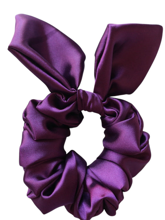 Royal Plum scrunchie s mašličkou