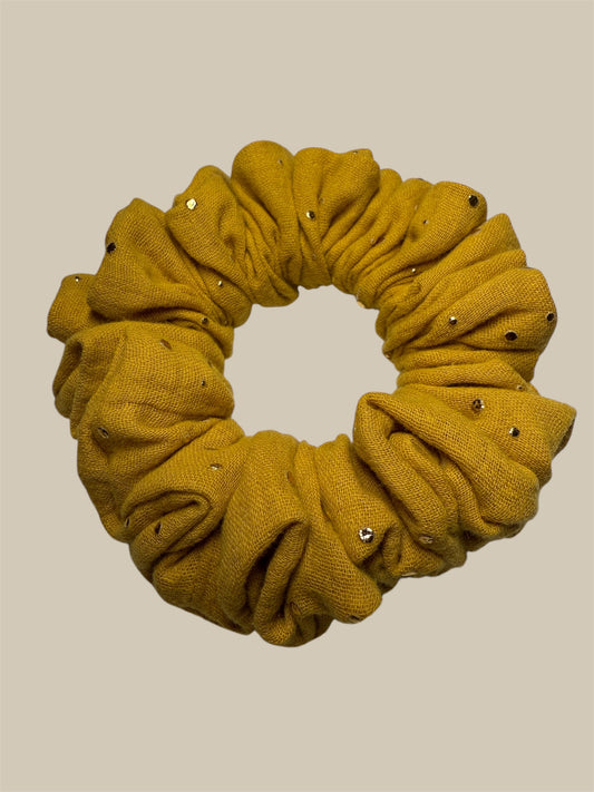 Golden Sun mušelínová scrunchie.